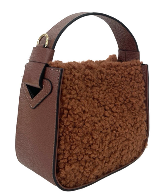 C016 Choco Luxurious Leather and Textured Bag JIJOU CAPRI