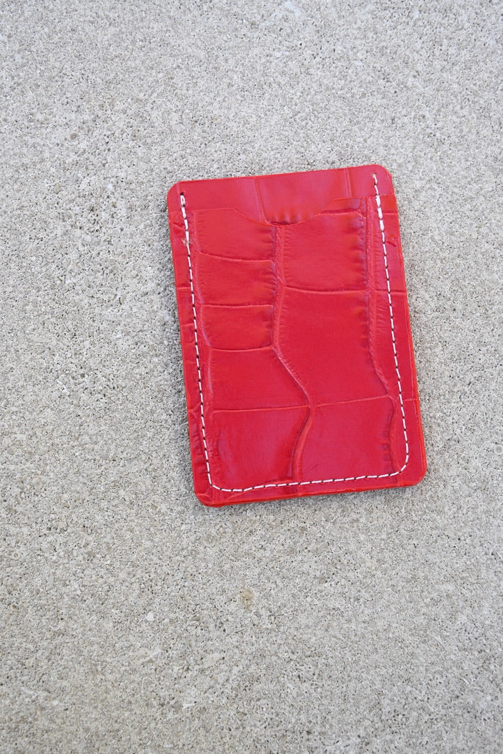 Card Slip Wallet in Alligator Red
