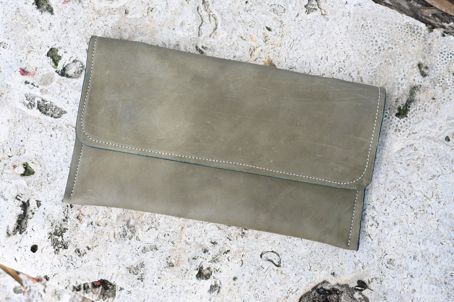 Tall Bellflower Style Clutch in Smooth Green