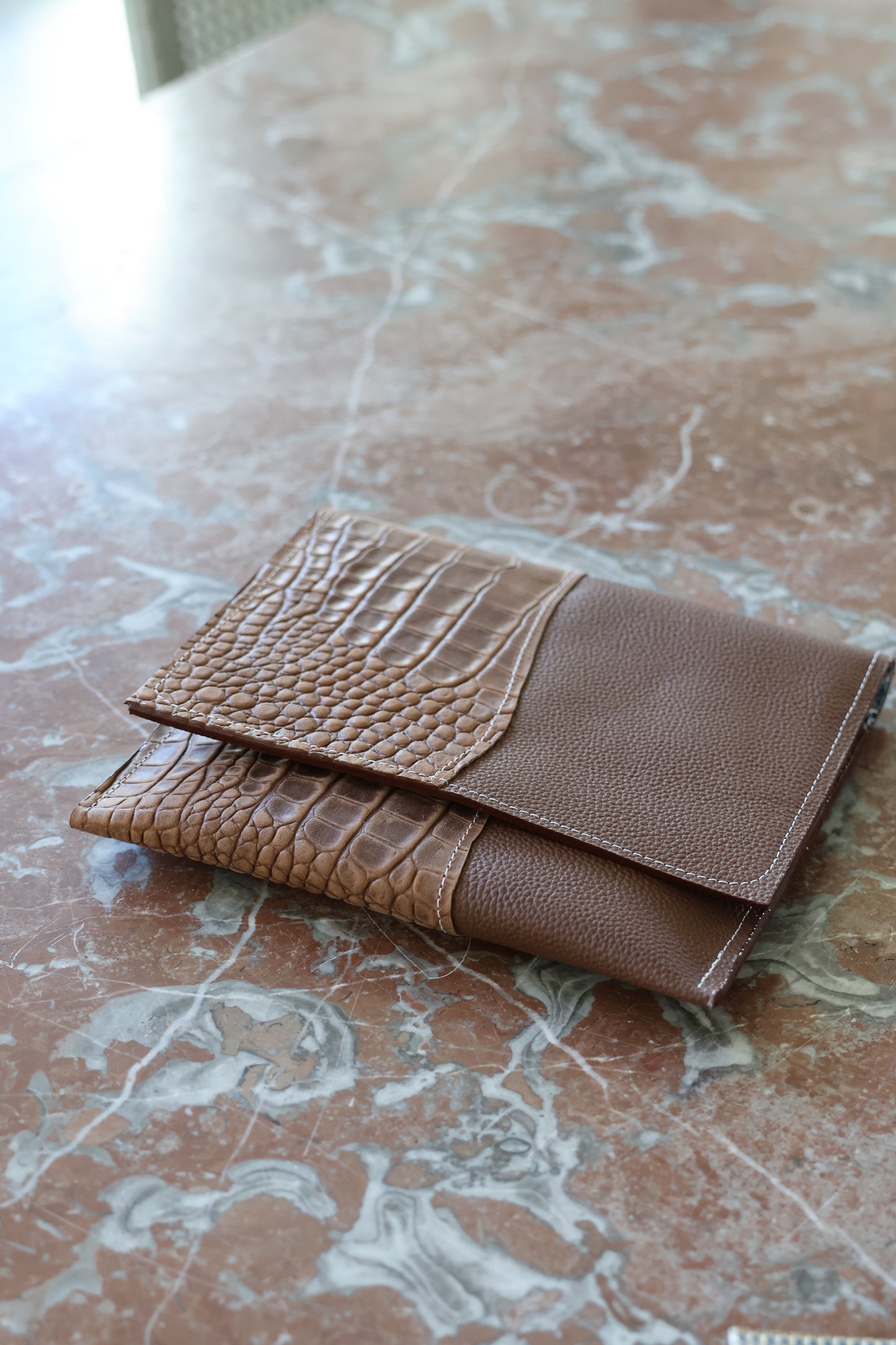 Eleanor Style Clutch in Two-Tone Brown