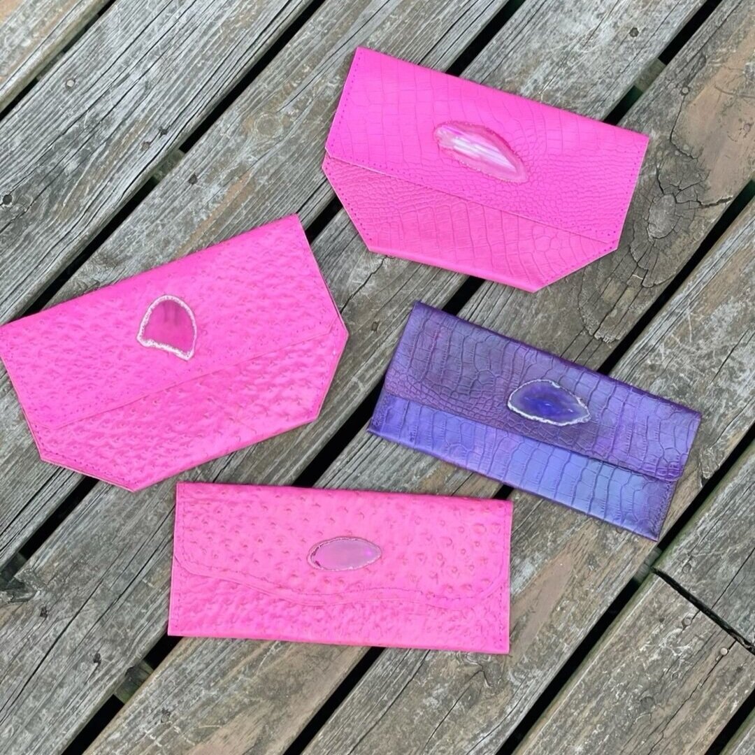 Wilma Style Clutch in Hot Pink Ostrich