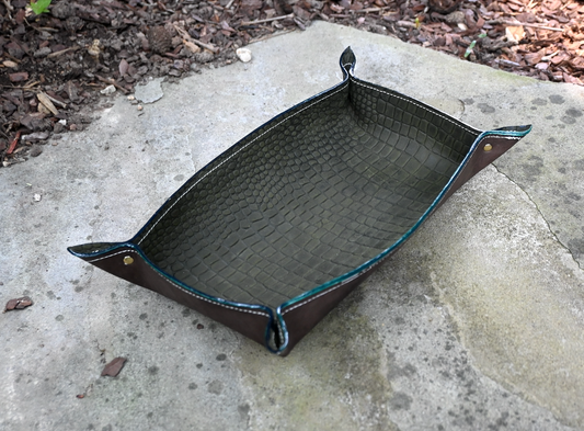 Large Rectangular Valet Tray in Green and Brown