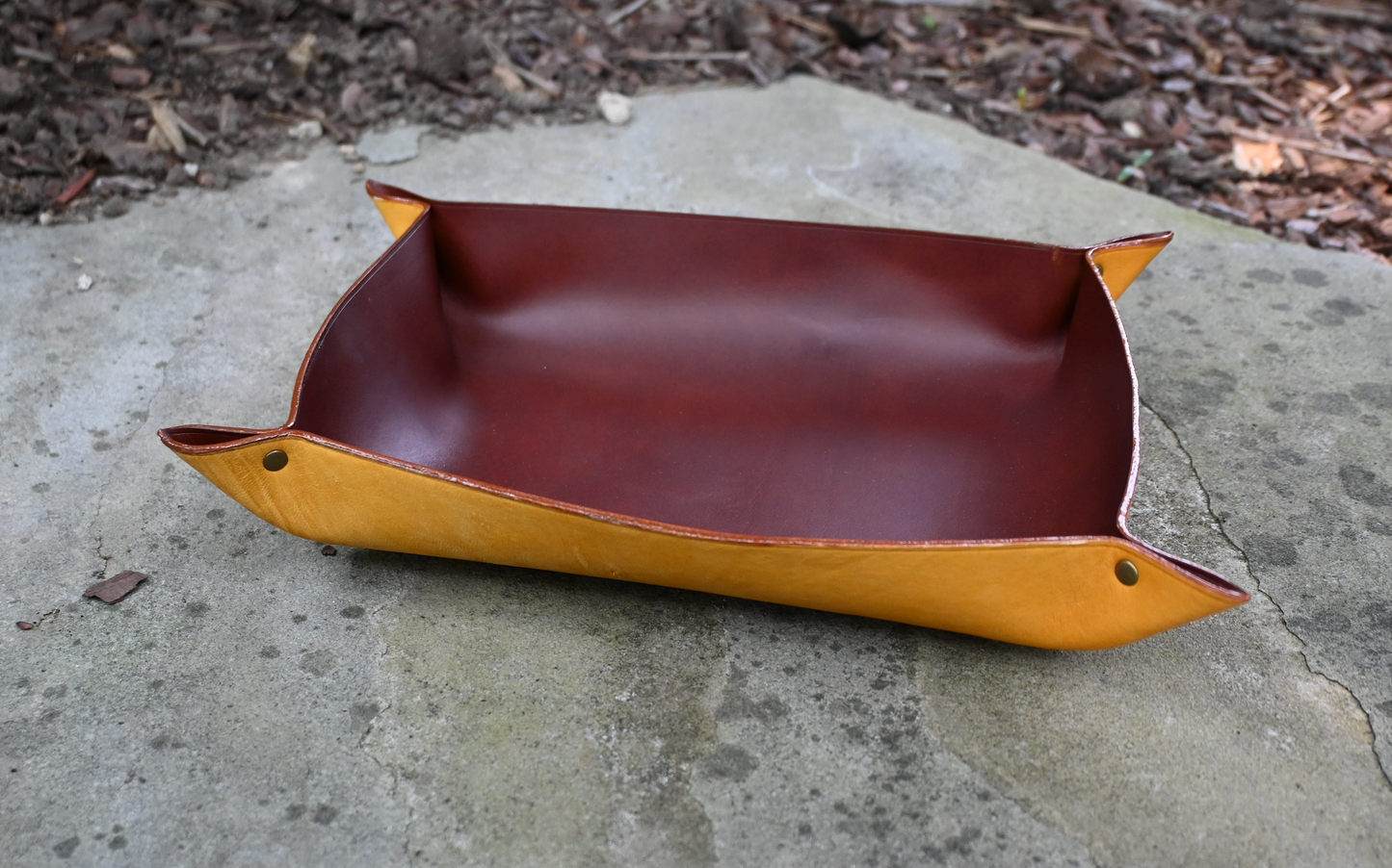 Medium Rectangular Valet Tray in Brown and Yellow