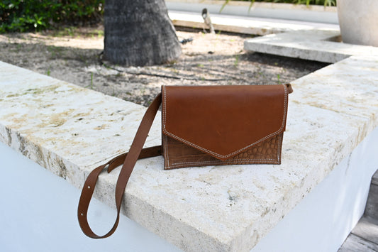 Mutli-Style Belt Bag Crossbody in Two-Tone Brown