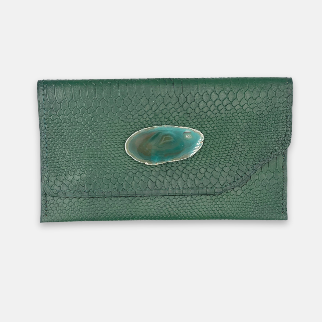 Ruby Clutch Style Clutch in Green with Agate Stone