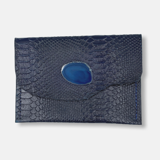 Rosie Style Clutch in Blue with Agate Stone
