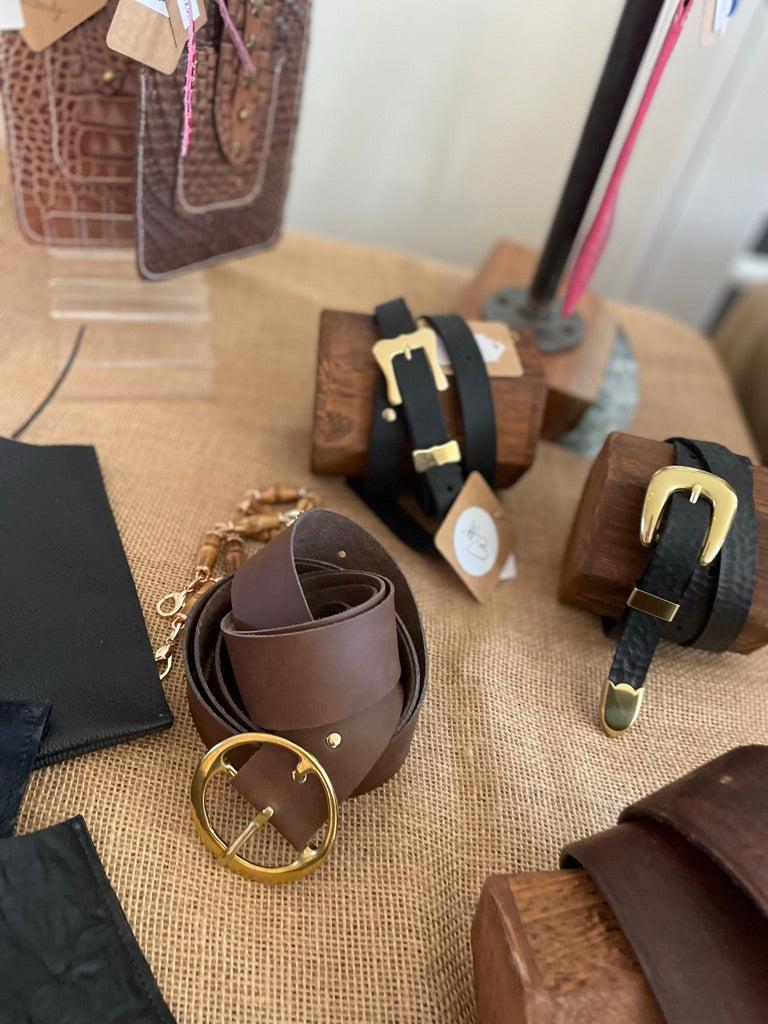Double Wrap Brown Belt with Gold Buckle