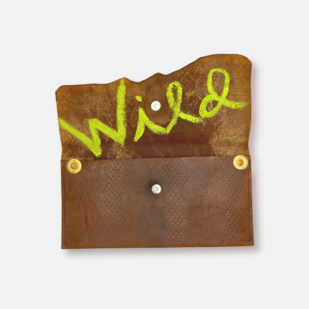 Wild Bluebell Style Clutch in Brown with Agate Stone