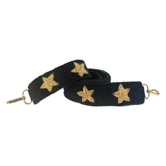 Black & Gold Star Beaded Crossbody Strap