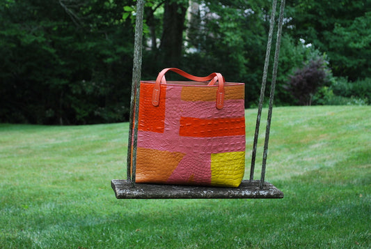 Mary Tote in a Bright Color Block Pattern